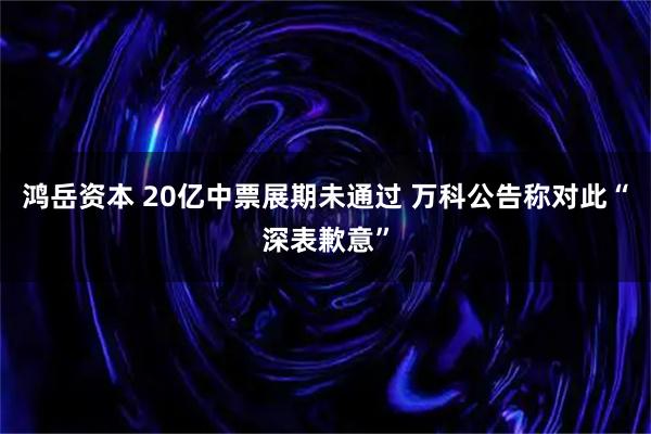 鸿岳资本 20亿中票展期未通过 万科公告称对此“深表歉意”