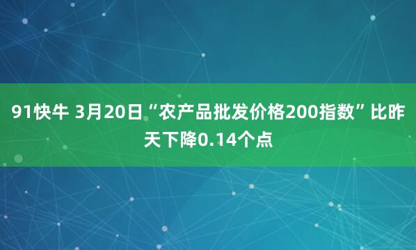 91快牛 3月20日“农产品批发价格200指数”比昨天下降0.14个点